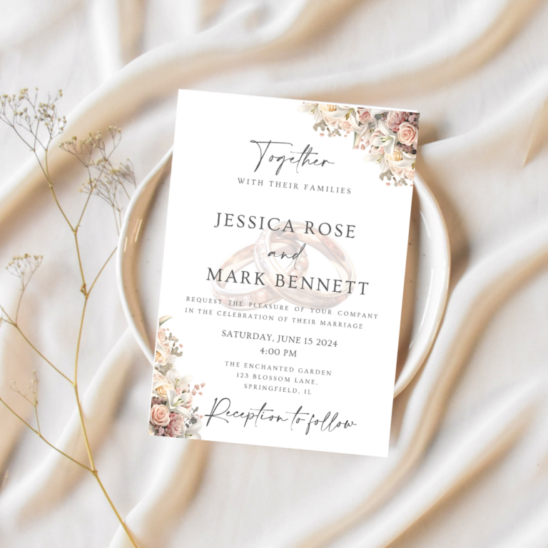 Free Wedding Invitation Template, Soft Watercolor Floral & Editable (Free Download)