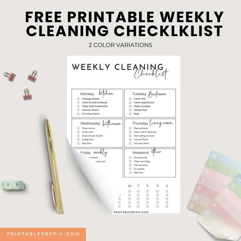 Free Weekly Cleaning Checklist For Every Part Of our Home [Printable Included]