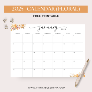 Brighten Up Your Year with Free 2025 Floral Printable Calendars