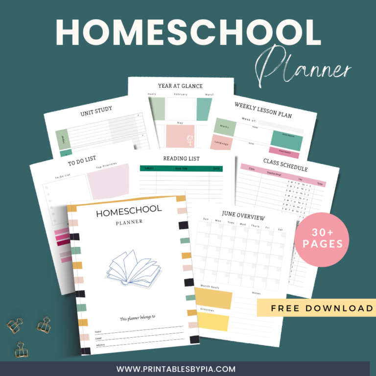 Free Homeschool Planner Printable To Organize Your Home school routine Efficiently.