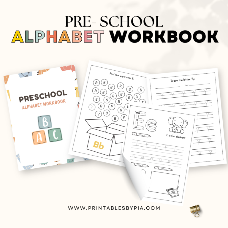 Free Preschool Alphabet Workbook [Printable Download -135 Pages]